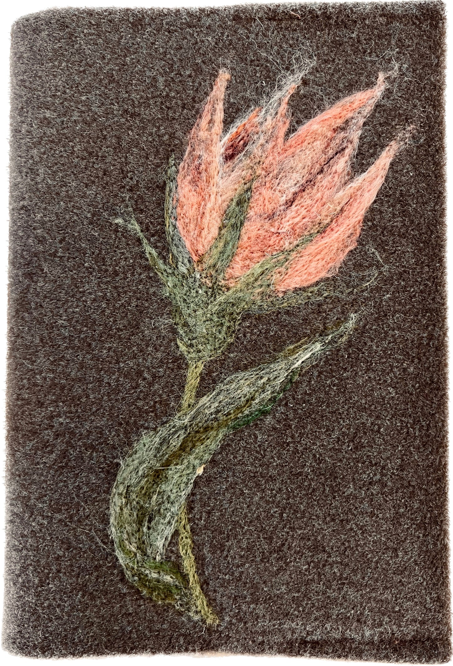 Felicity Clarke - A5 Felted Notebook [Orange flower on brown felt]