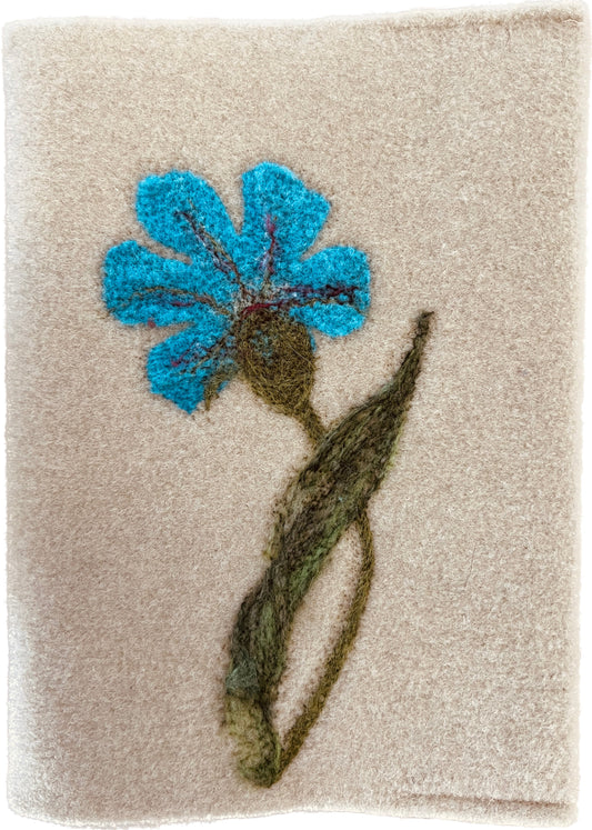 Felicity Clarke - A5 Felted Notebook [Blue flower on beige felt]