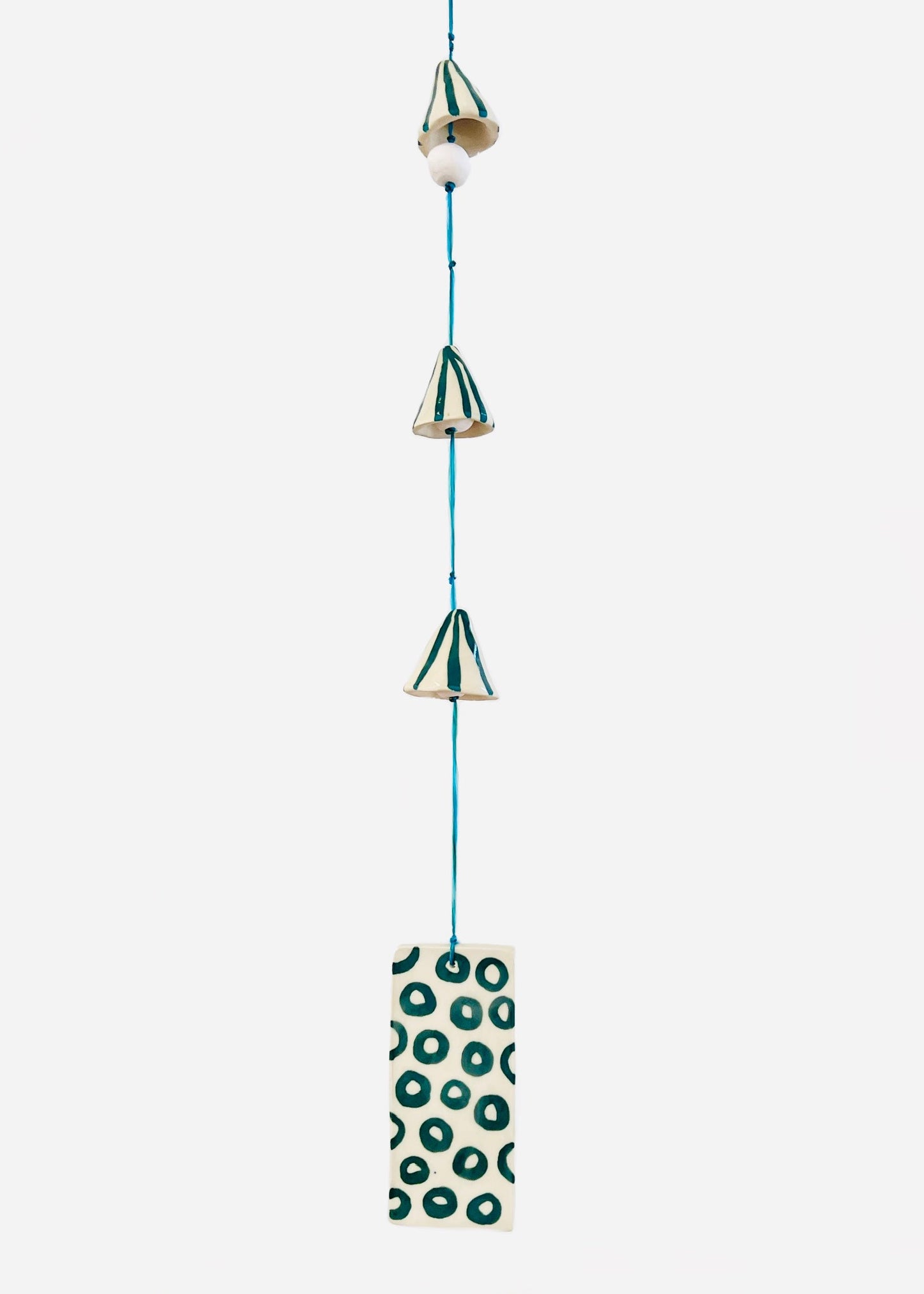 Alex Crombie - Ceramic Mobile [White rectangle with green circles]